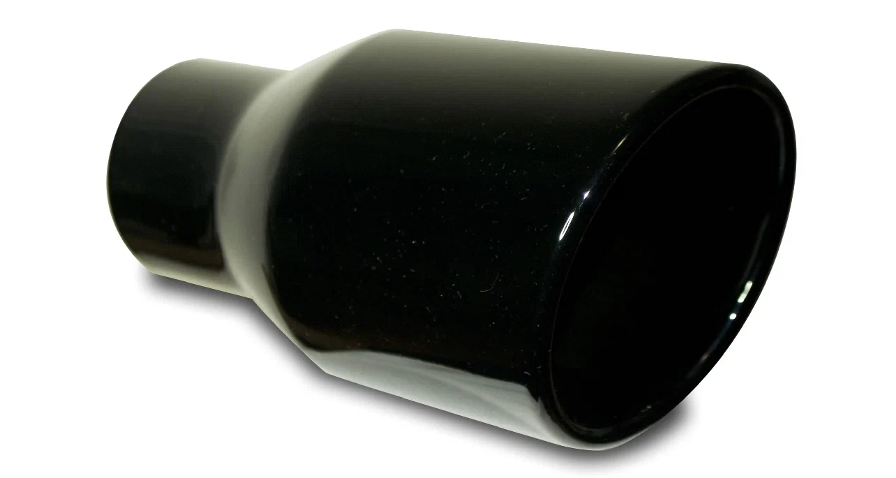 Rolled Edge Single Wall Slant Cut Tip Powered Coated Gloss Black-T820G